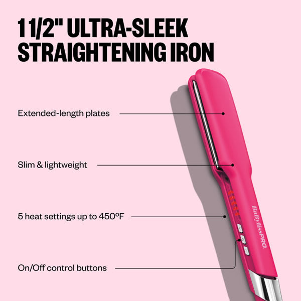 BabylissPro Nano Titanium Ultra-Sleek Straightener - Limited Edition Hot Pink 