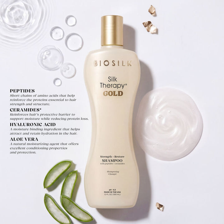 Biosilk Silk Therapy GOLD Strength &amp; Restore Shampoo 12oz