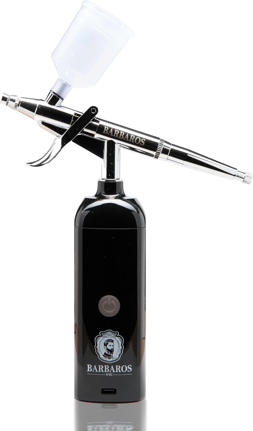 Airbrush gun with 'Barbaros' branding on a white background