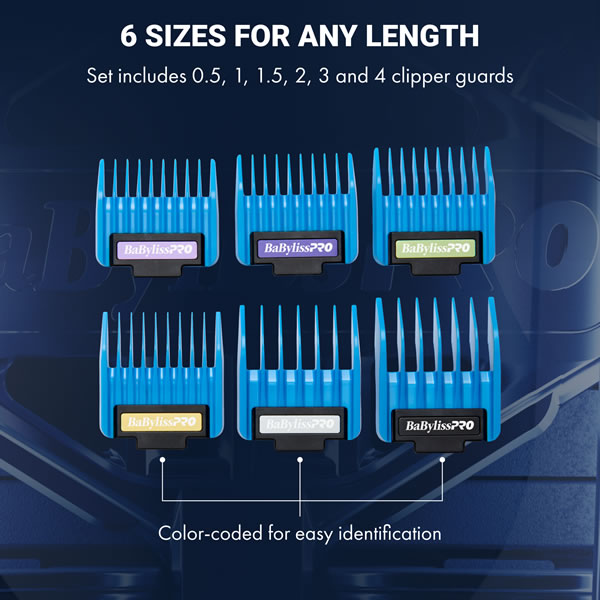 BabylissPro Precision Magnetic Clipper Guards 6pk 