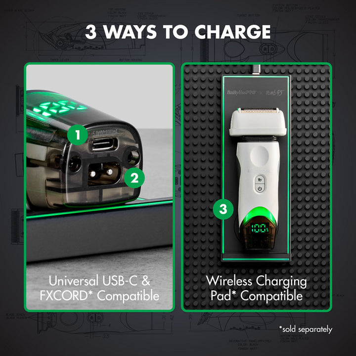 BaybylissPro Tomb45 Wireless Charging Double Foil Shaver (White) 